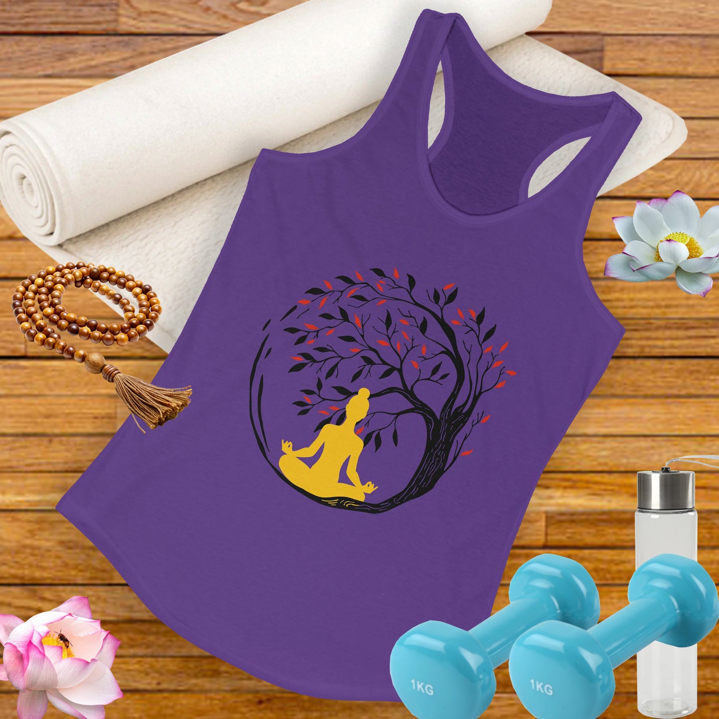 Buddha Tree of Energy Racerback Tank – Center Your Strength, Radiate Peace