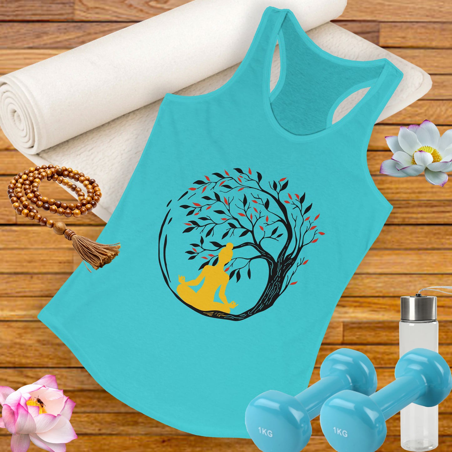 Buddha Tree of Energy Racerback Tank – Center Your Strength, Radiate Peace