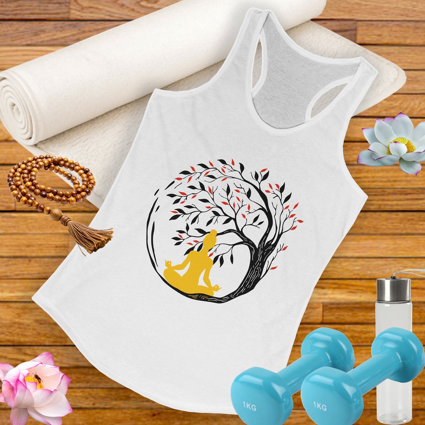 Buddha Tree of Energy Racerback Tank – Center Your Strength, Radiate Peace