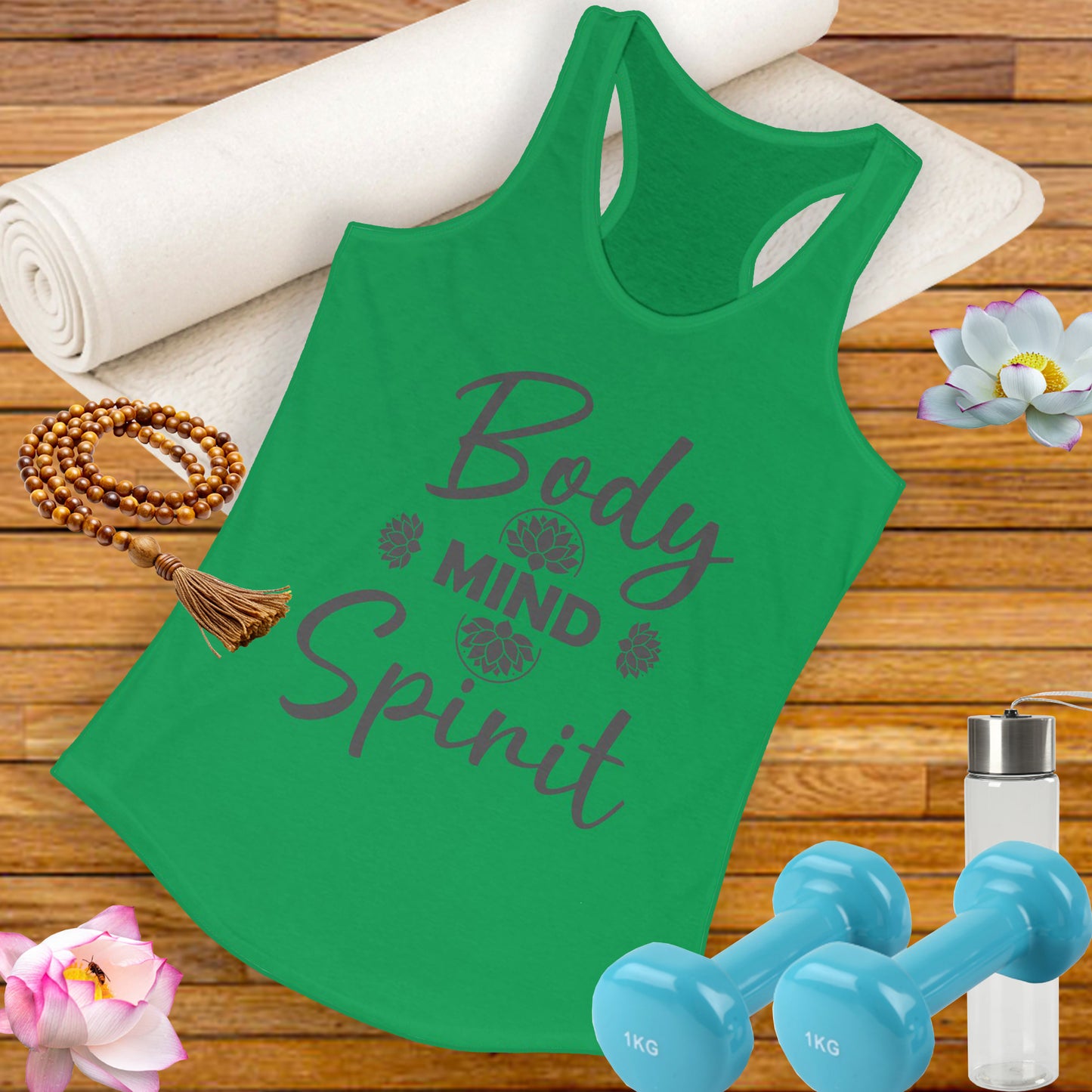"Body · Mind · Spirit" - Alignment Women's Racerback Tank - Motivational Women's Workout Top