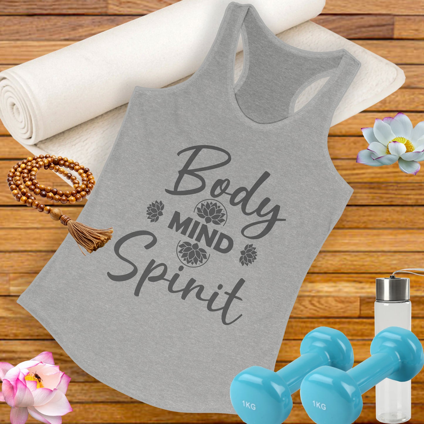 "Body · Mind · Spirit" - Alignment Women's Racerback Tank - Motivational Women's Workout Top