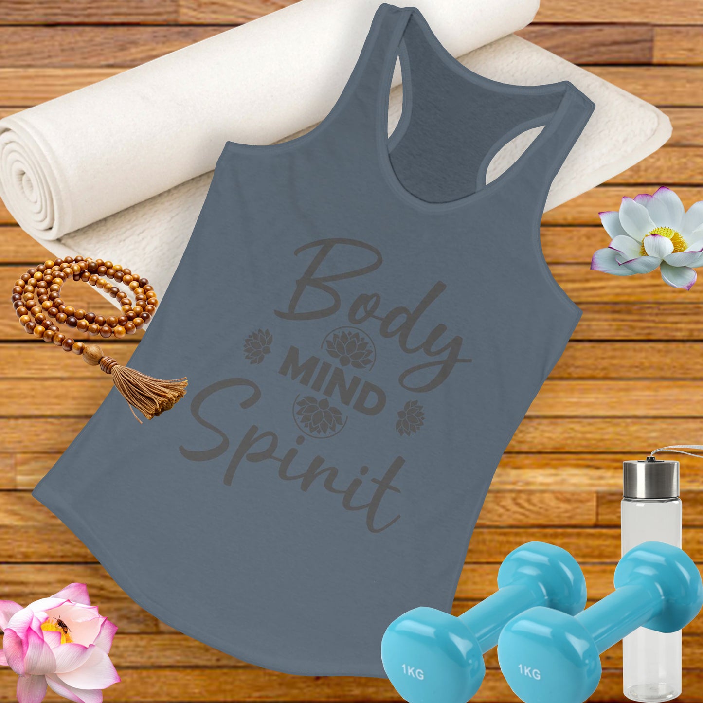 "Body · Mind · Spirit" - Alignment Women's Racerback Tank - Motivational Women's Workout Top