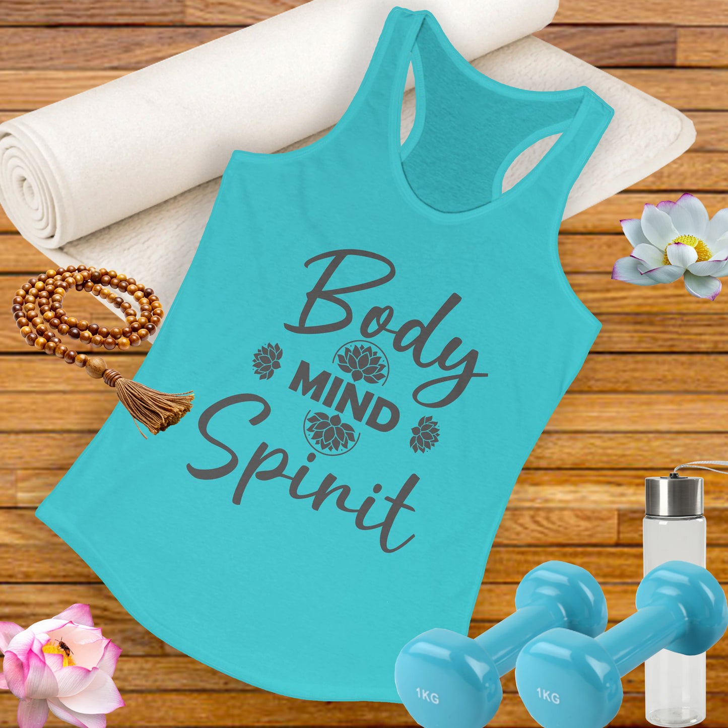 "Body · Mind · Spirit" - Alignment Women's Racerback Tank - Motivational Women's Workout Top
