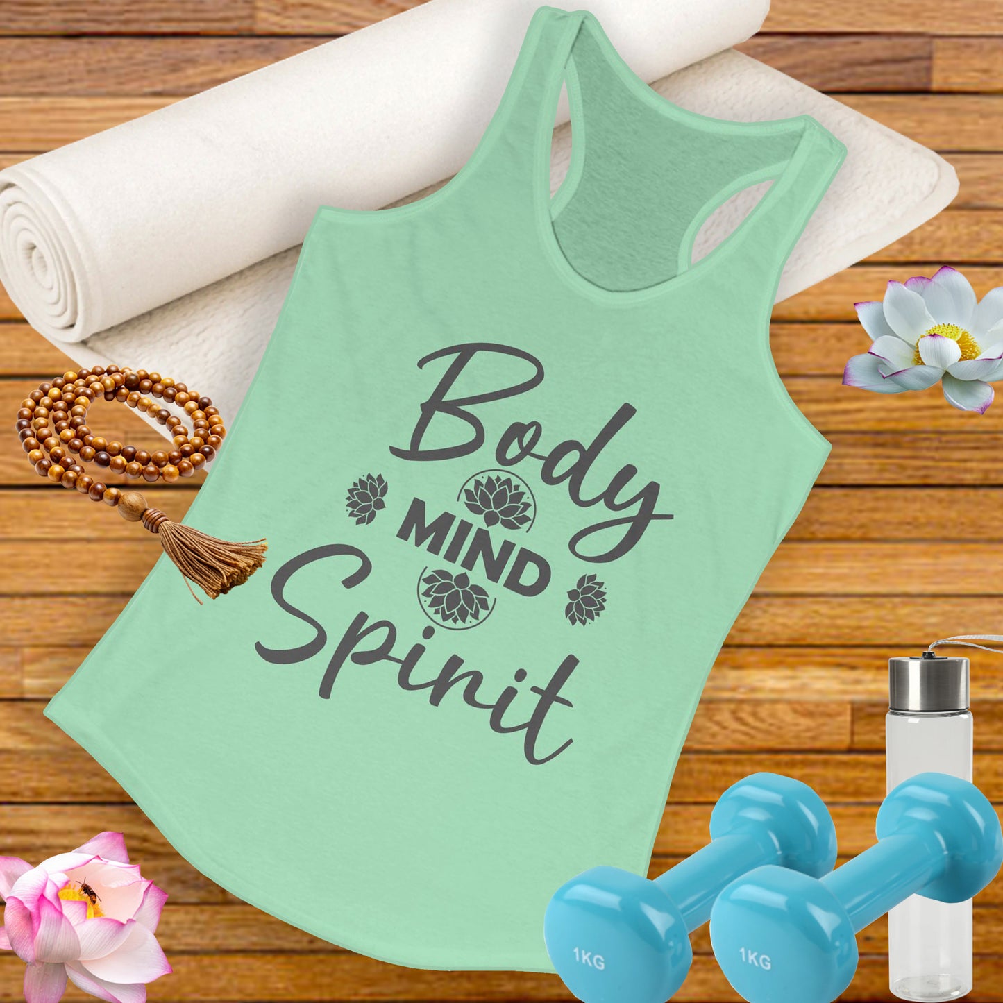 "Body · Mind · Spirit" - Alignment Women's Racerback Tank - Motivational Women's Workout Top
