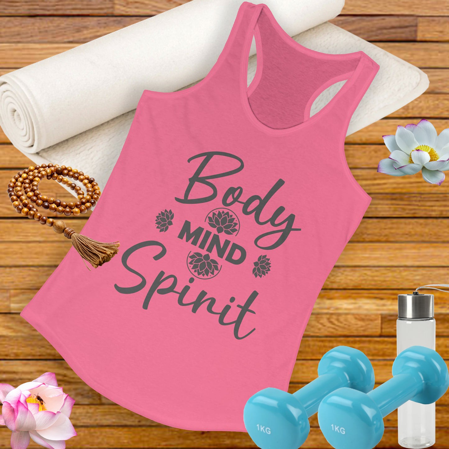 "Body · Mind · Spirit" - Alignment Women's Racerback Tank - Motivational Women's Workout Top