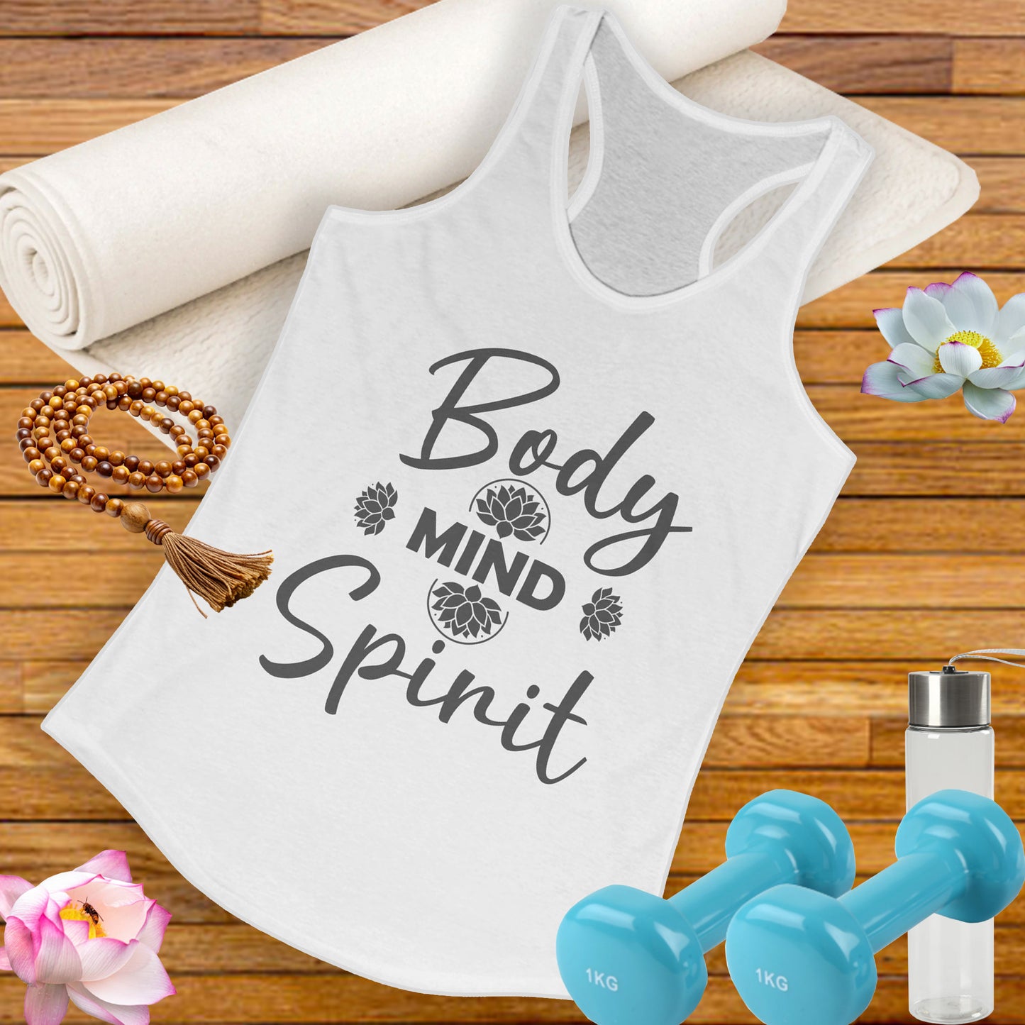 "Body · Mind · Spirit" - Alignment Women's Racerback Tank - Motivational Women's Workout Top