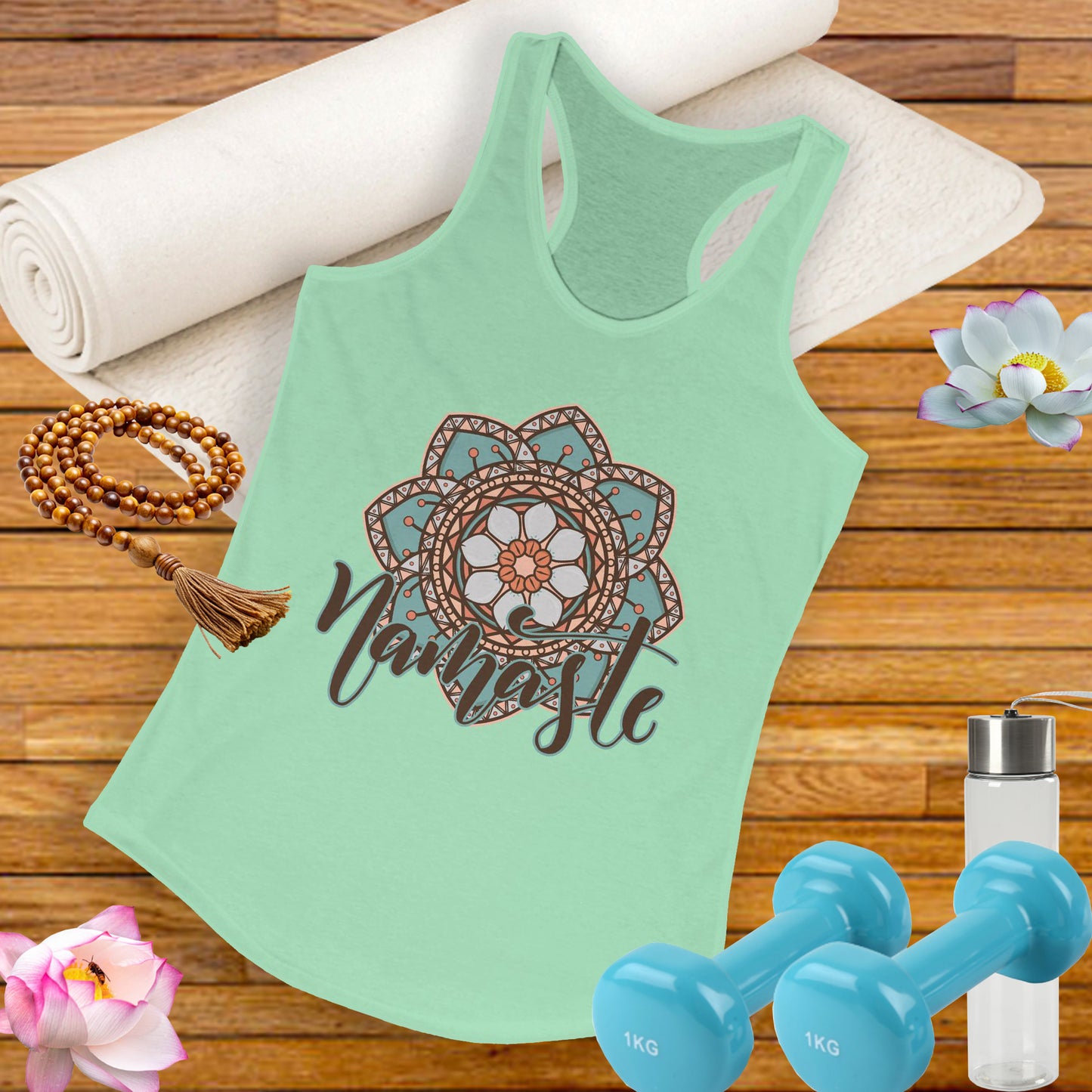 "Namaste Mandala" Racerback Tank - BOHO-Inspired Activewear for Mindful Living