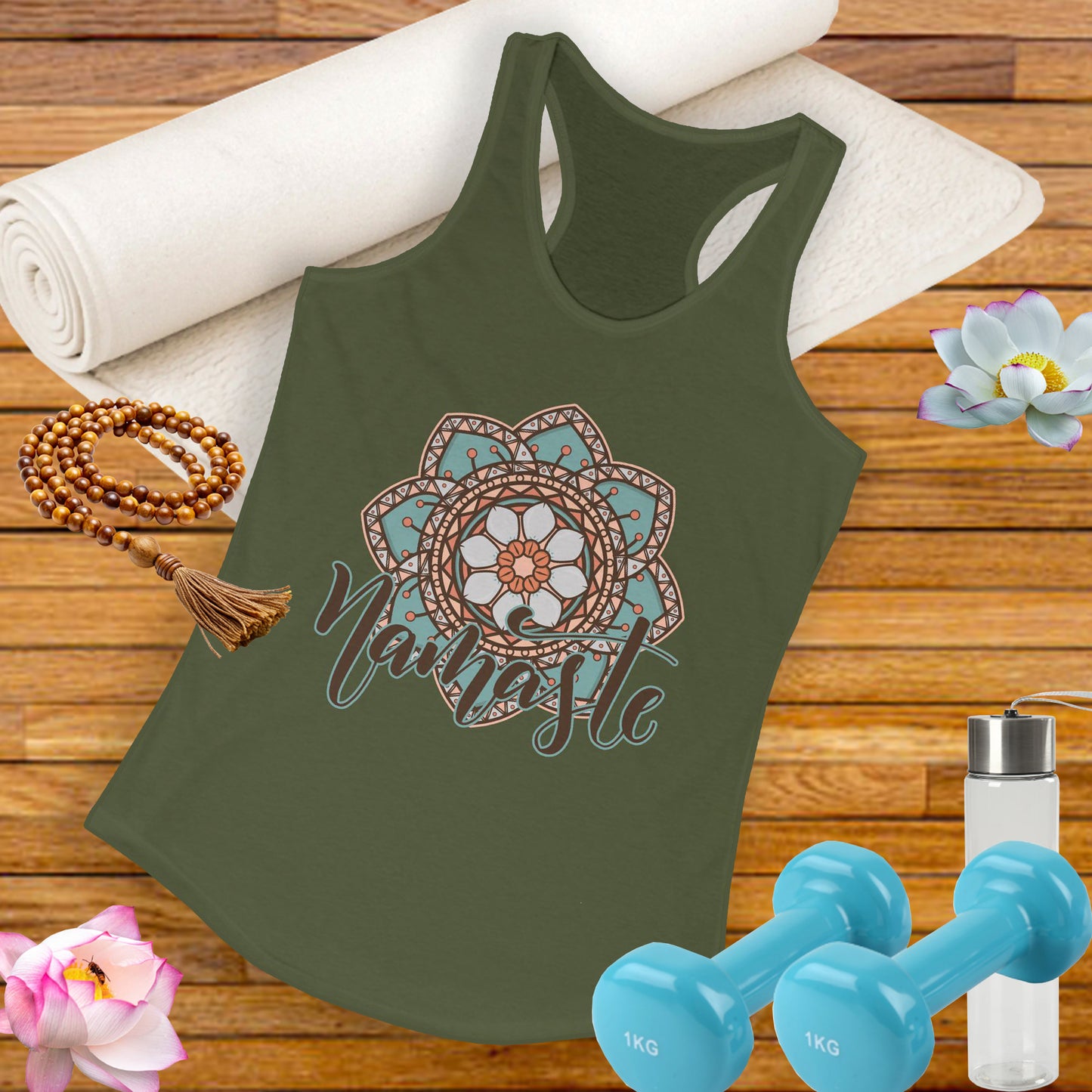 "Namaste Mandala" Racerback Tank - BOHO-Inspired Activewear for Mindful Living
