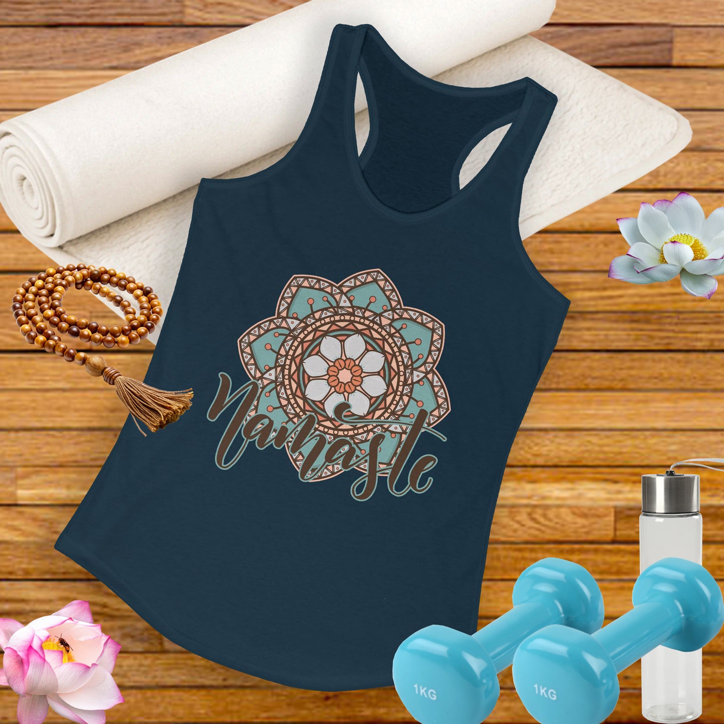 "Namaste Mandala" Racerback Tank - BOHO-Inspired Activewear for Mindful Living