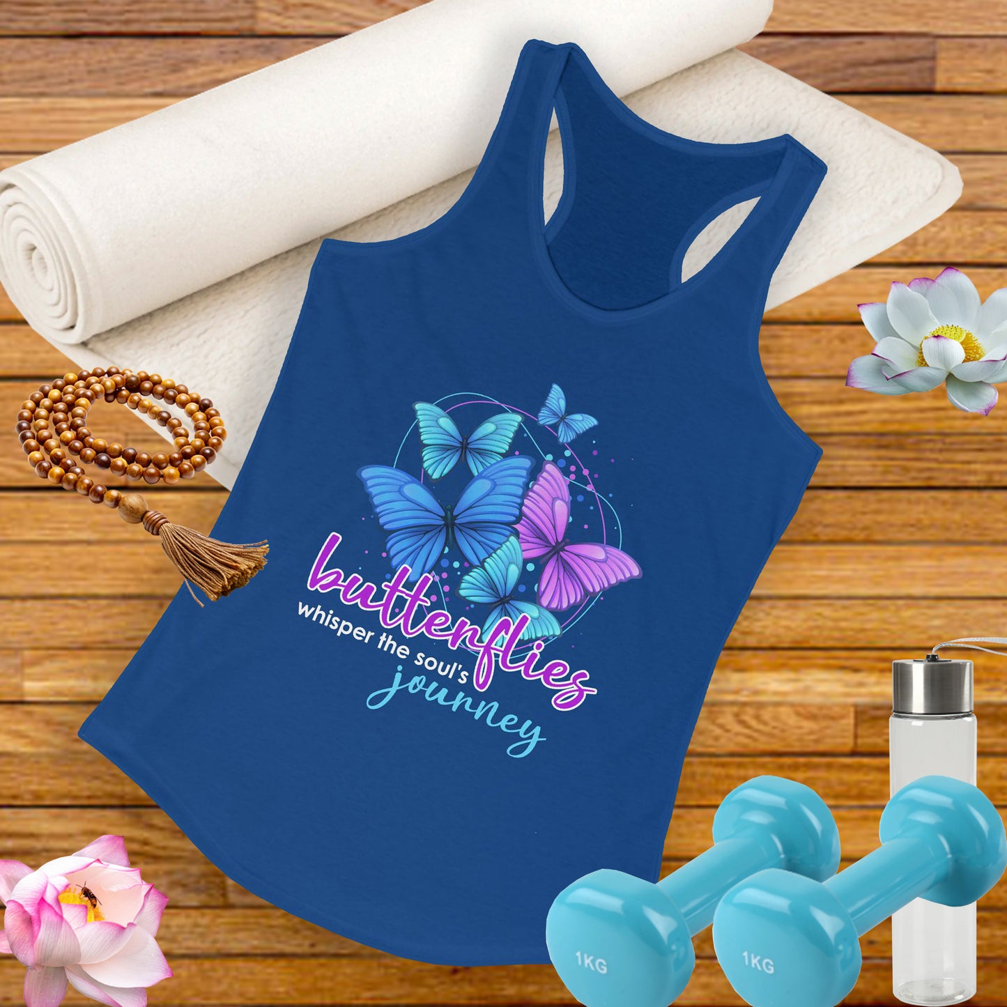 "Butterflies Whisper the Soul's Journey" Racerback Tank – Ethereal & Uplifting Women’s Top
