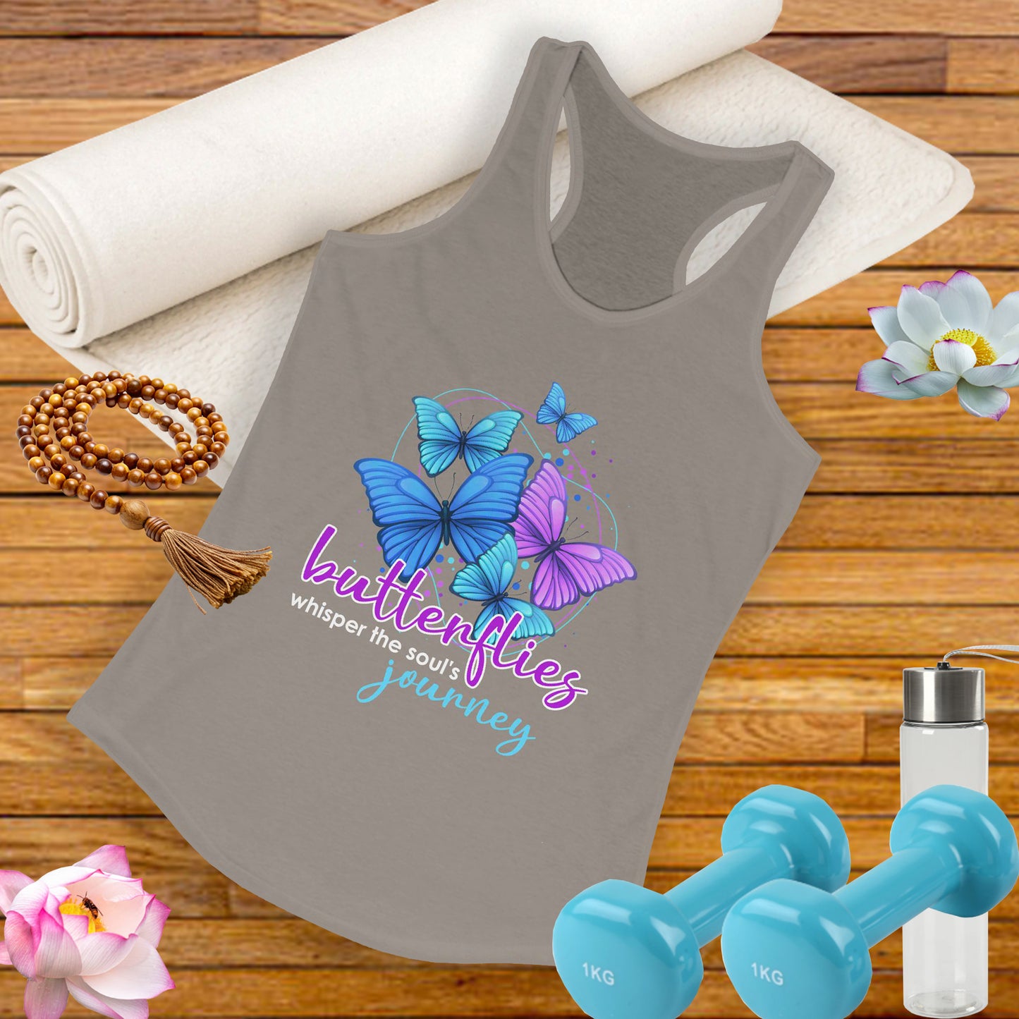 "Butterflies Whisper the Soul's Journey" Racerback Tank – Ethereal & Uplifting Women’s Top