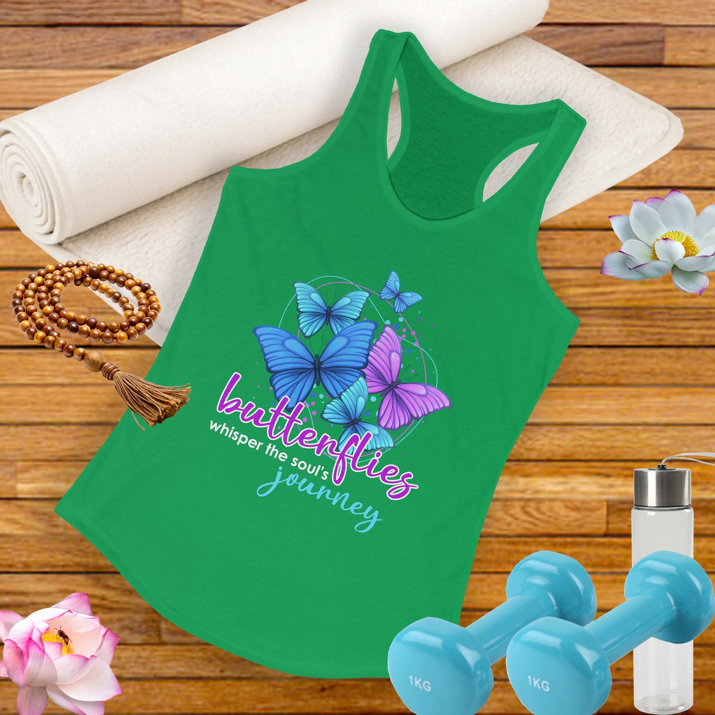 "Butterflies Whisper the Soul's Journey" Racerback Tank – Ethereal & Uplifting Women’s Top