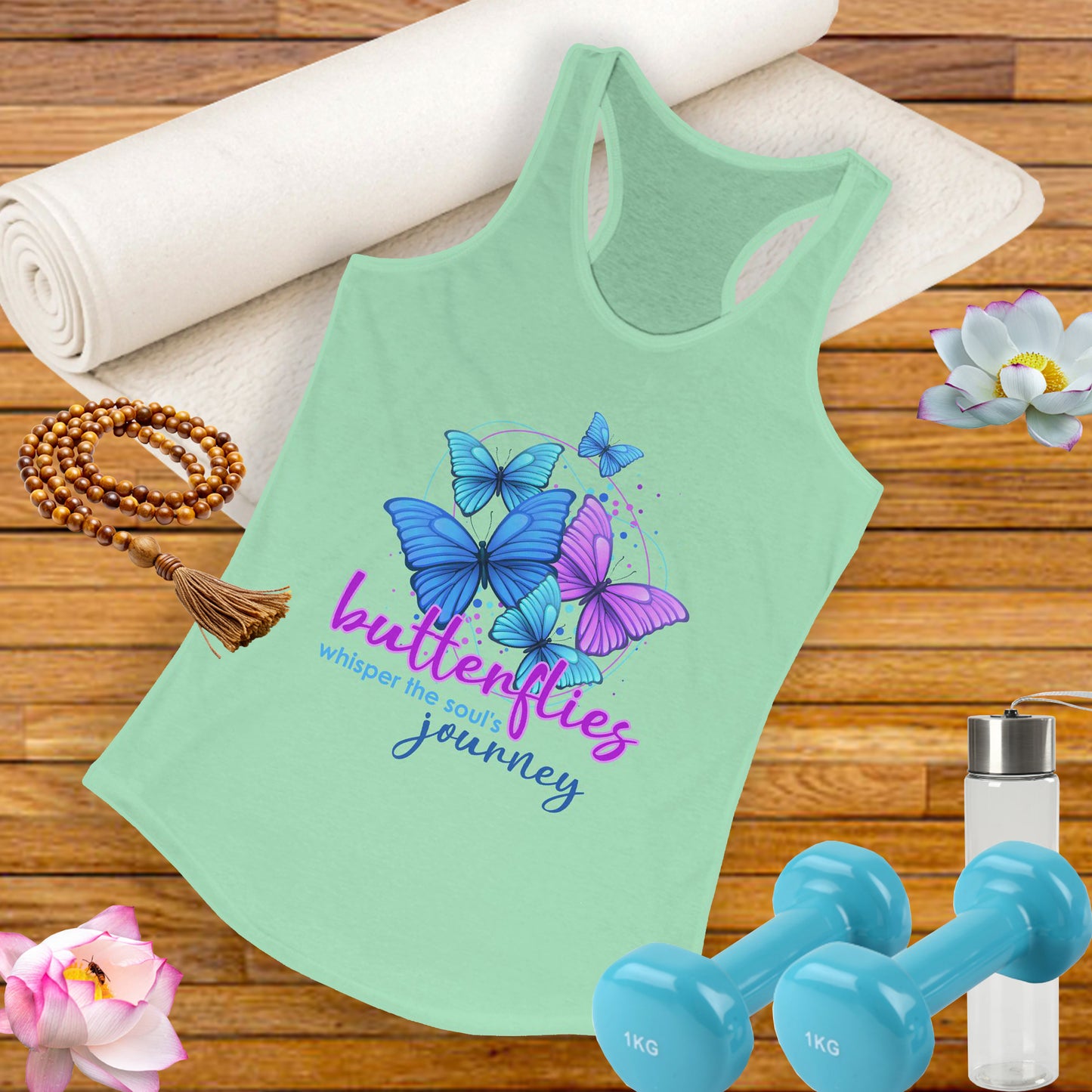 "Butterflies Whisper the Soul's Journey" Racerback Tank – Ethereal & Uplifting Women’s Top