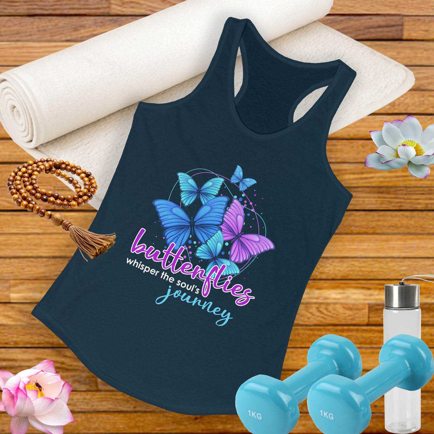 "Butterflies Whisper the Soul's Journey" Racerback Tank – Ethereal & Uplifting Women’s Top