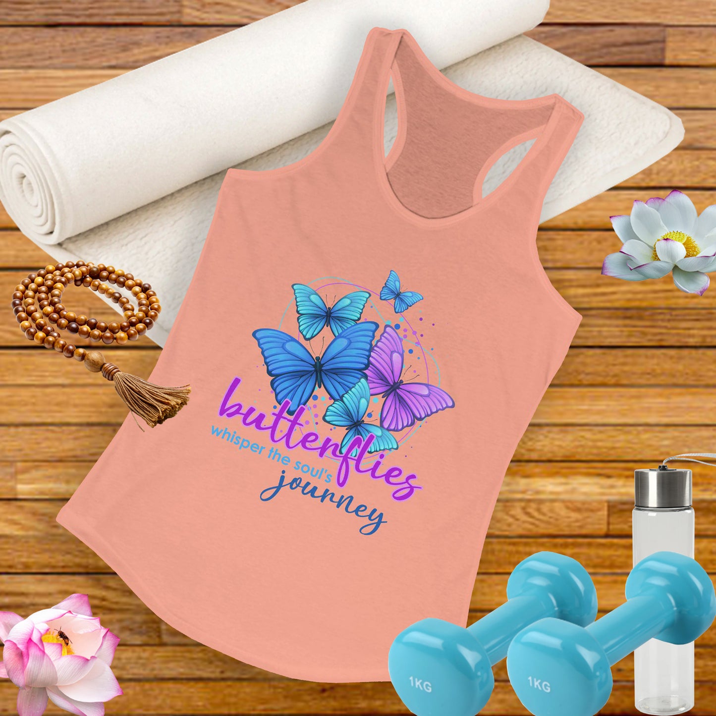 "Butterflies Whisper the Soul's Journey" Racerback Tank – Ethereal & Uplifting Women’s Top