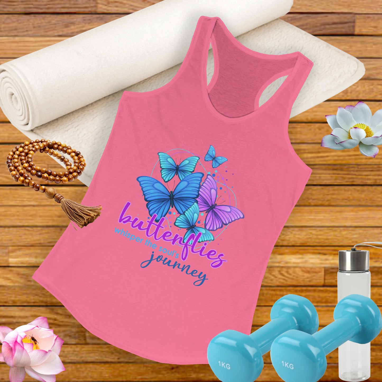 "Butterflies Whisper the Soul's Journey" Racerback Tank – Ethereal & Uplifting Women’s Top