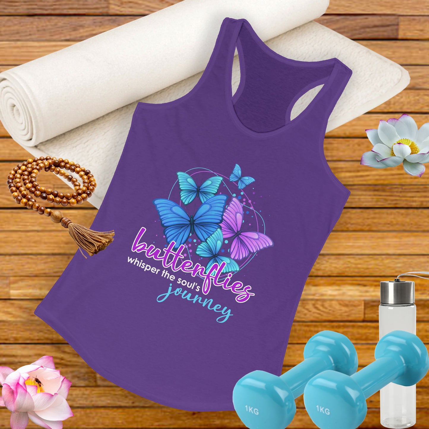 "Butterflies Whisper the Soul's Journey" Racerback Tank – Ethereal & Uplifting Women’s Top