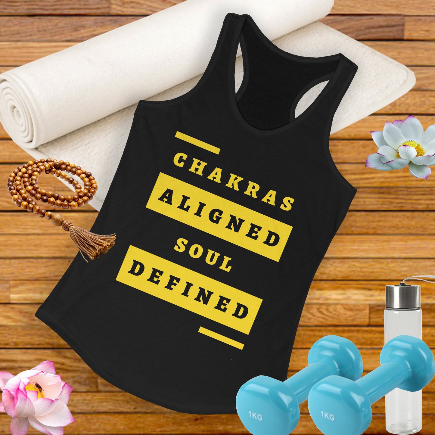 “Chakras Aligned Soul Defined” Affirmation Racerback Tank - Empowered & Stylish Activewear for Women