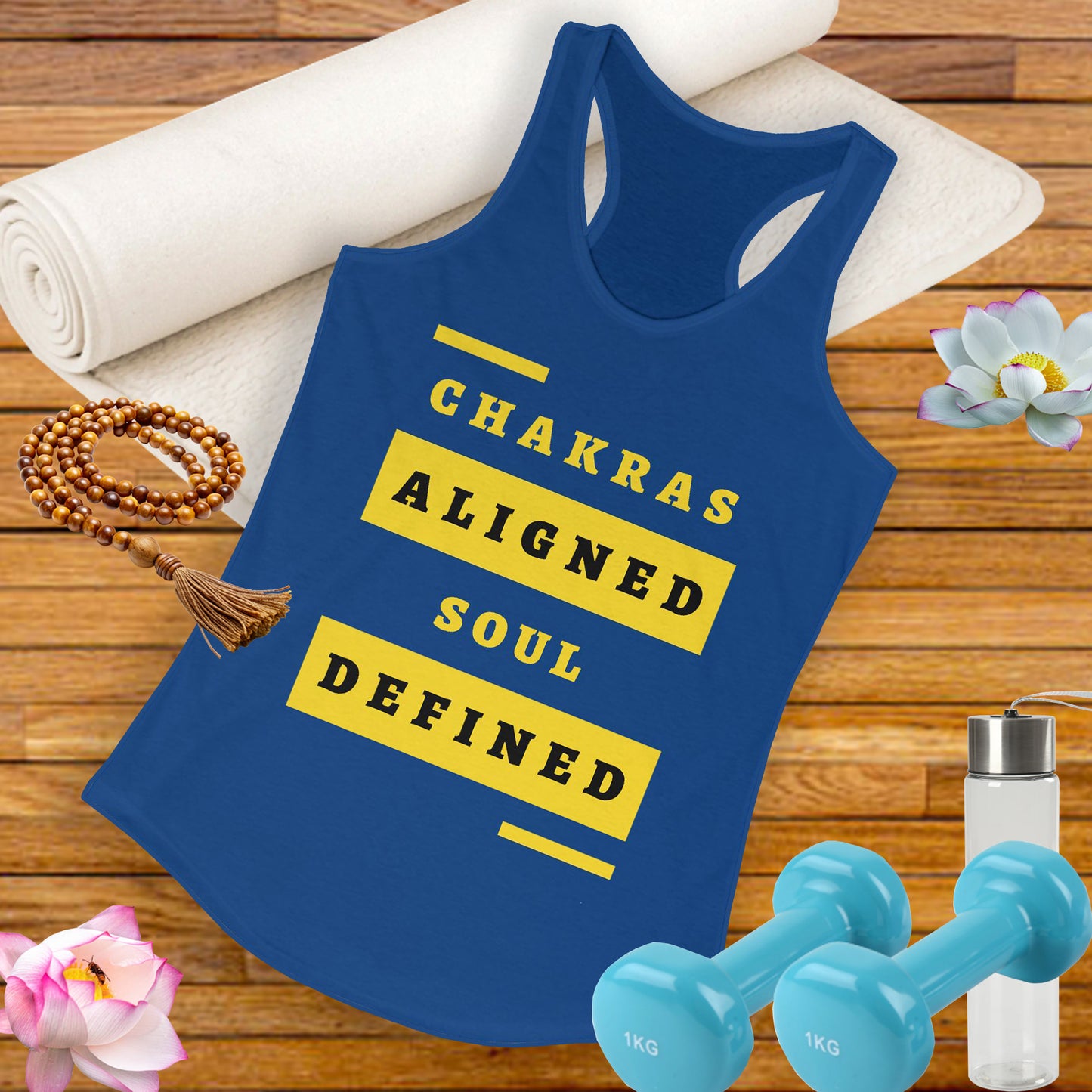 “Chakras Aligned Soul Defined” Affirmation Racerback Tank - Empowered & Stylish Activewear for Women