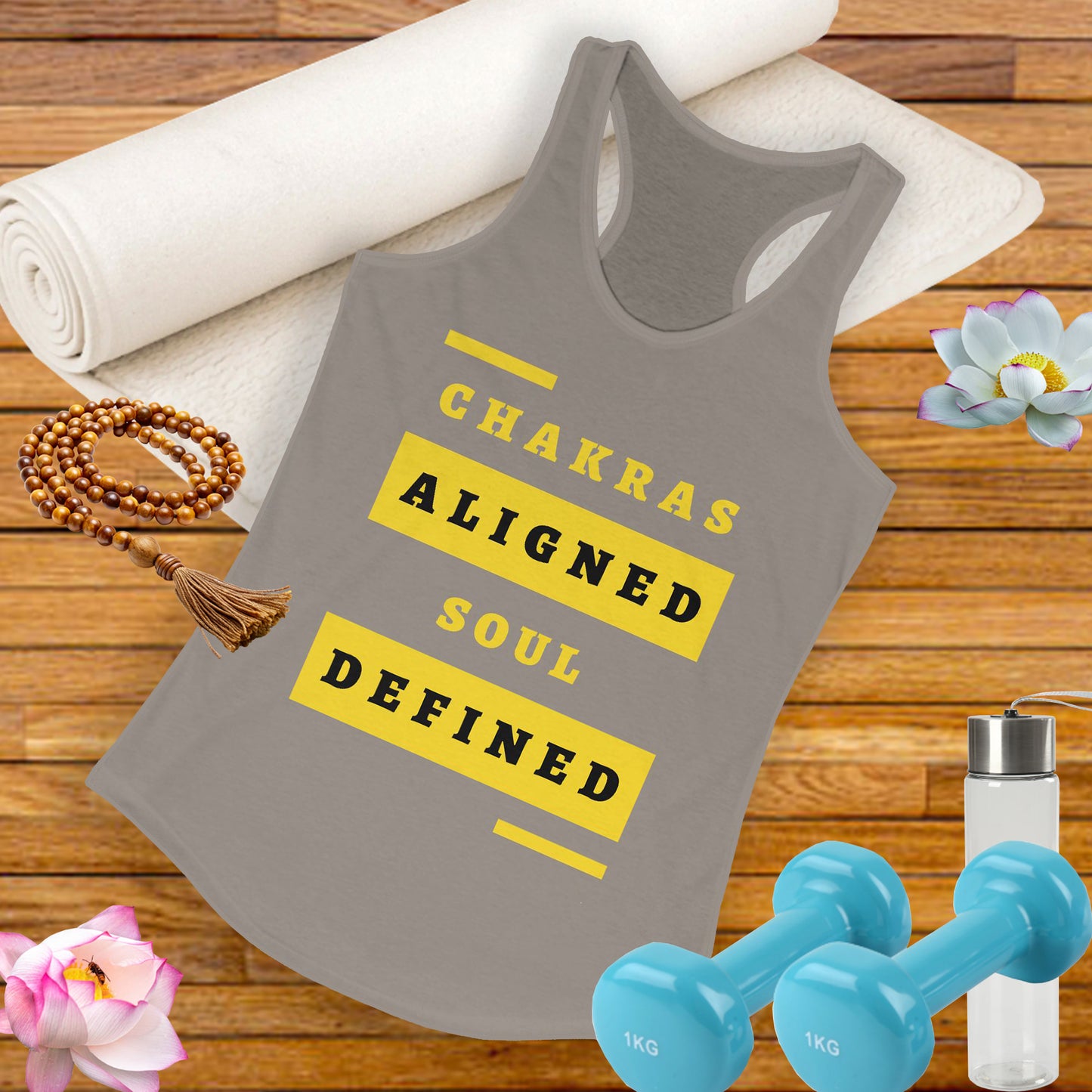 “Chakras Aligned Soul Defined” Affirmation Racerback Tank - Empowered & Stylish Activewear for Women