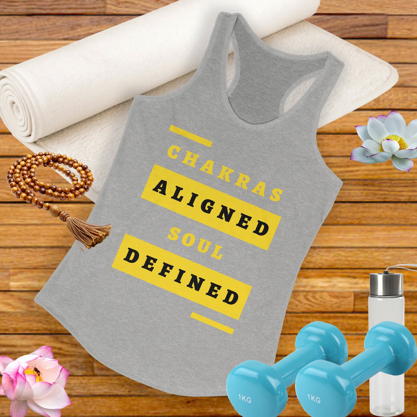 “Chakras Aligned Soul Defined” Affirmation Racerback Tank - Empowered & Stylish Activewear for Women