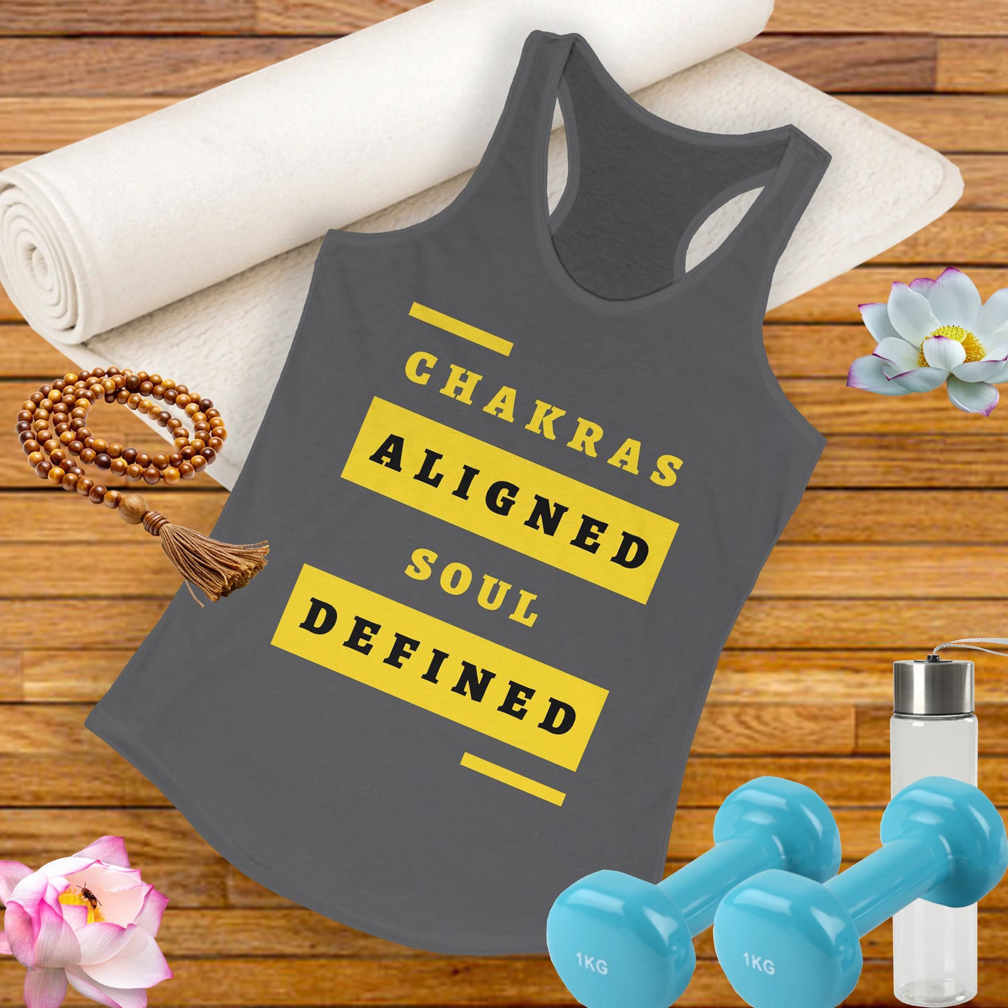 “Chakras Aligned Soul Defined” Affirmation Racerback Tank - Empowered & Stylish Activewear for Women