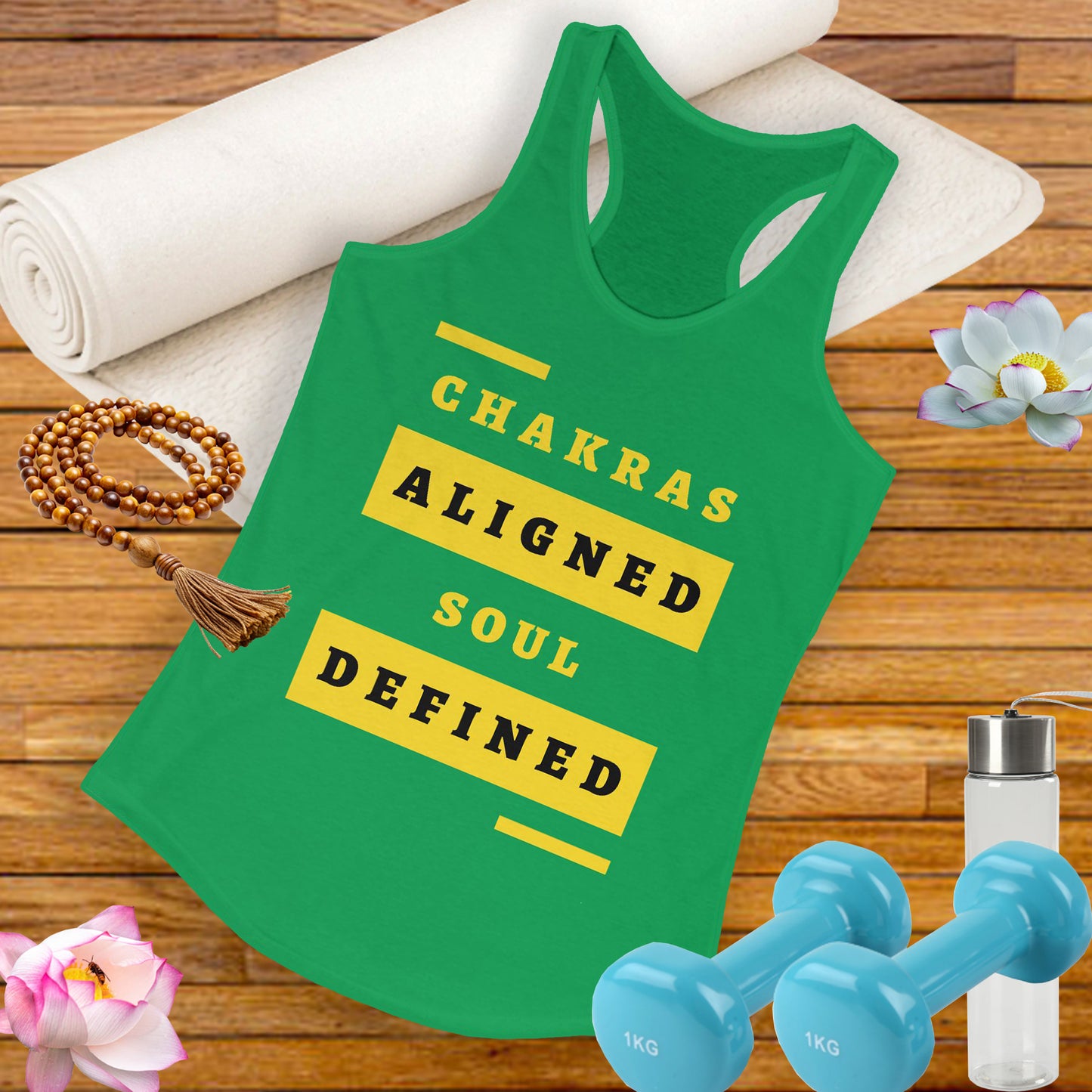 “Chakras Aligned Soul Defined” Affirmation Racerback Tank - Empowered & Stylish Activewear for Women