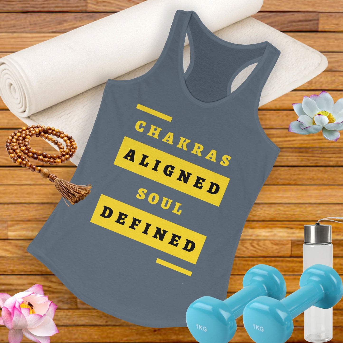 “Chakras Aligned Soul Defined” Affirmation Racerback Tank - Empowered & Stylish Activewear for Women