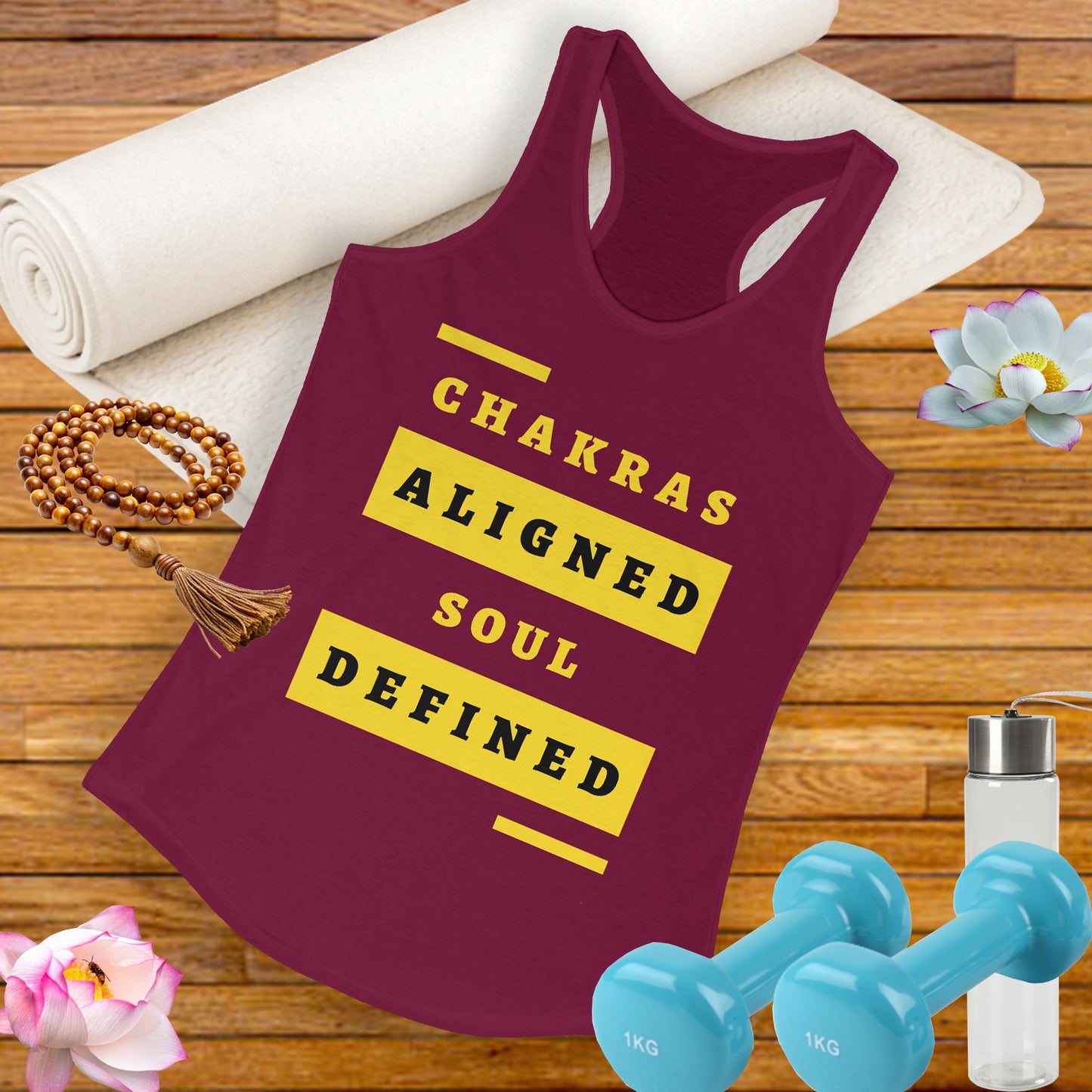 “Chakras Aligned Soul Defined” Affirmation Racerback Tank - Empowered & Stylish Activewear for Women
