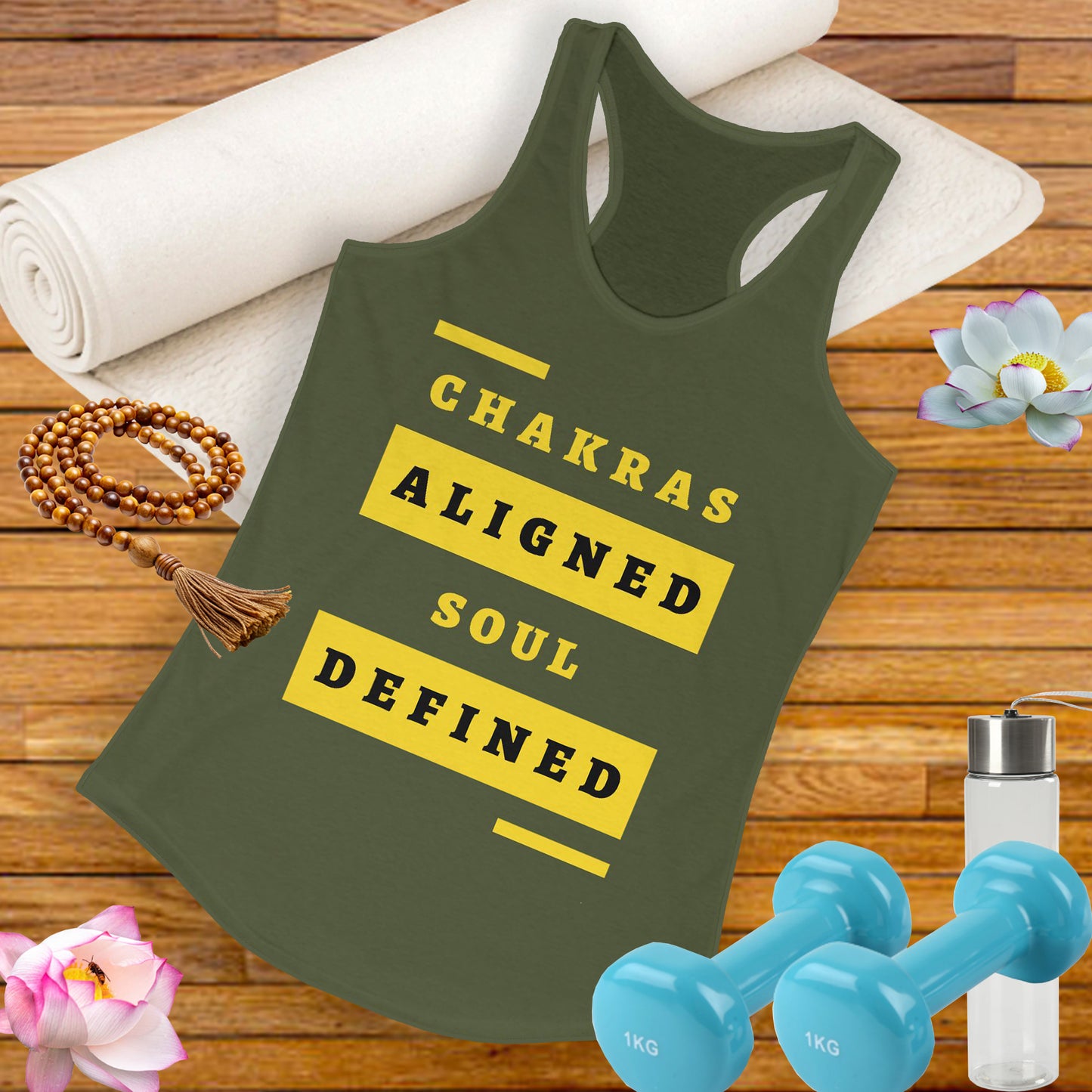 “Chakras Aligned Soul Defined” Affirmation Racerback Tank - Empowered & Stylish Activewear for Women