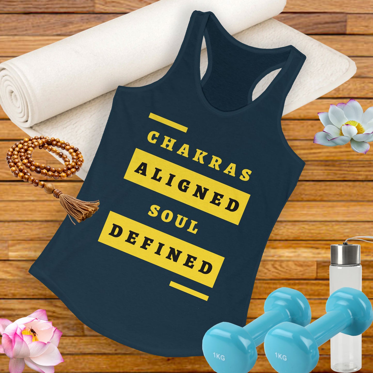 “Chakras Aligned Soul Defined” Affirmation Racerback Tank - Empowered & Stylish Activewear for Women