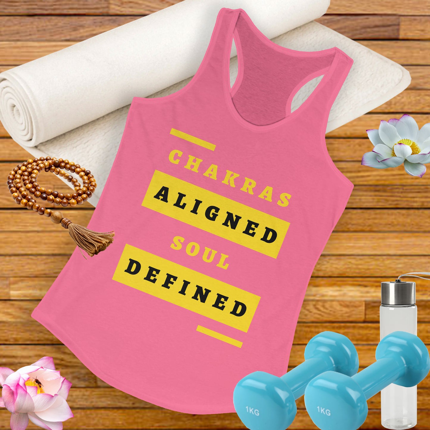 “Chakras Aligned Soul Defined” Affirmation Racerback Tank - Empowered & Stylish Activewear for Women