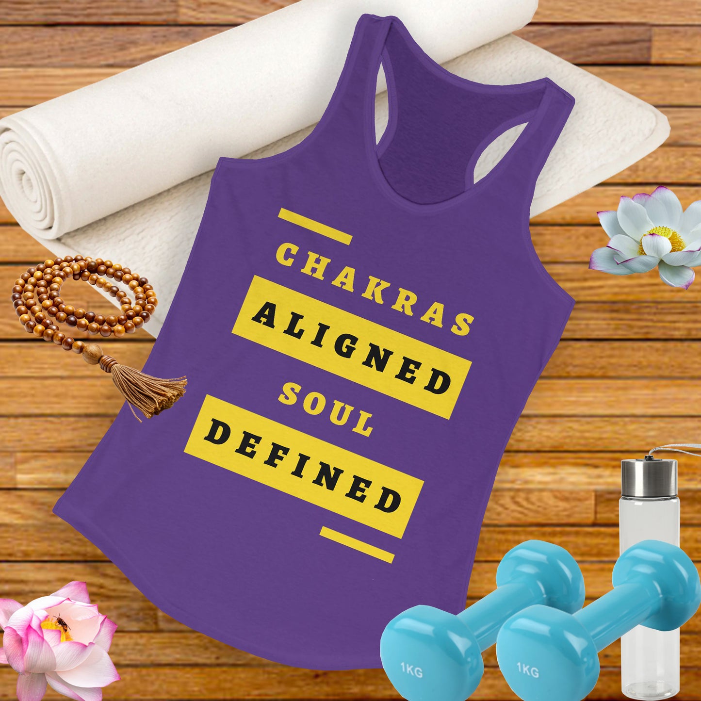 “Chakras Aligned Soul Defined” Affirmation Racerback Tank - Empowered & Stylish Activewear for Women
