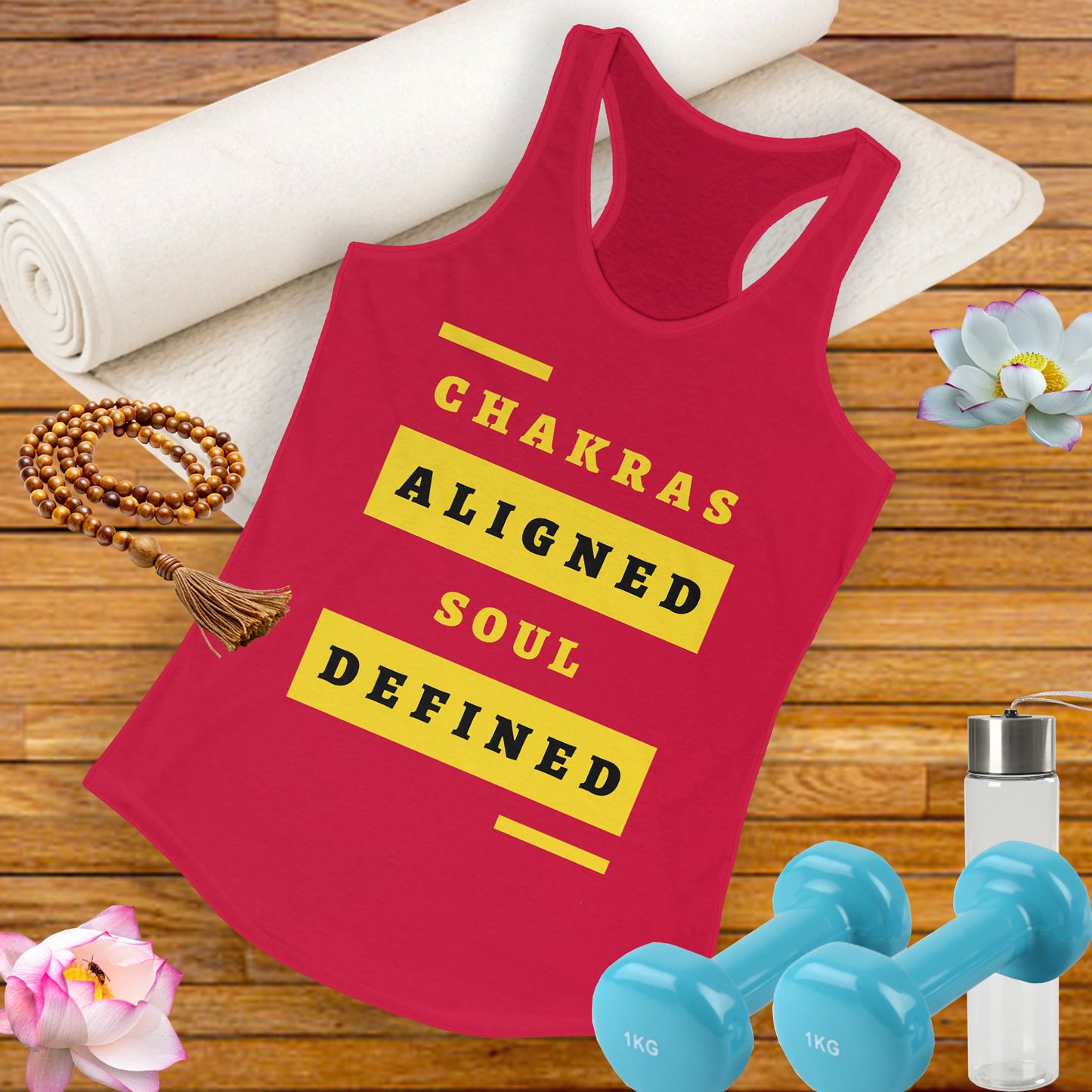“Chakras Aligned Soul Defined” Affirmation Racerback Tank - Empowered & Stylish Activewear for Women