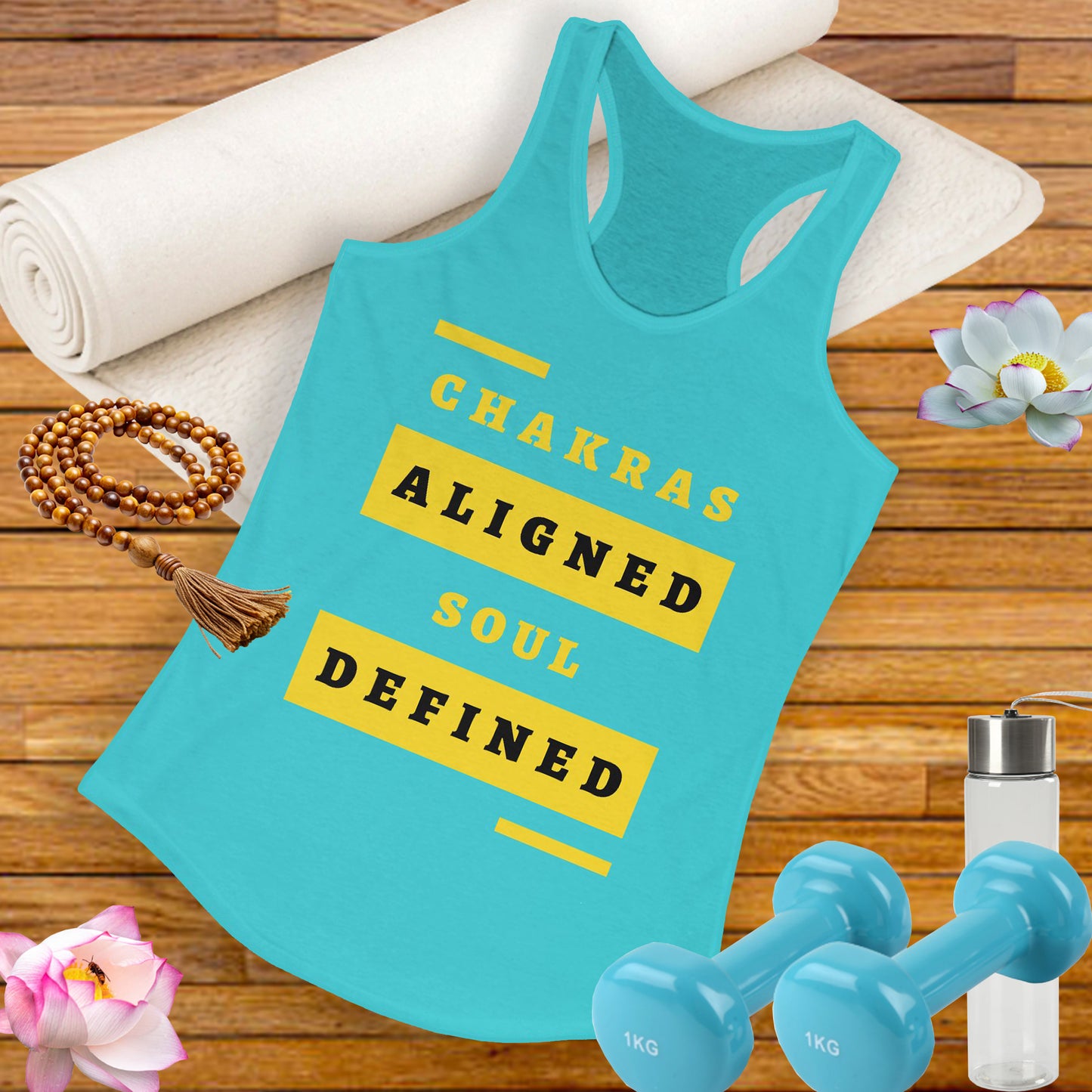 “Chakras Aligned Soul Defined” Affirmation Racerback Tank - Empowered & Stylish Activewear for Women