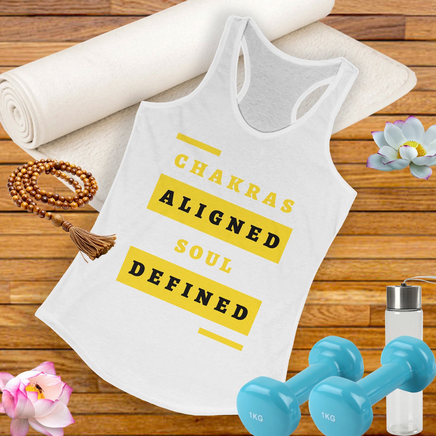 “Chakras Aligned Soul Defined” Affirmation Racerback Tank - Empowered & Stylish Activewear for Women