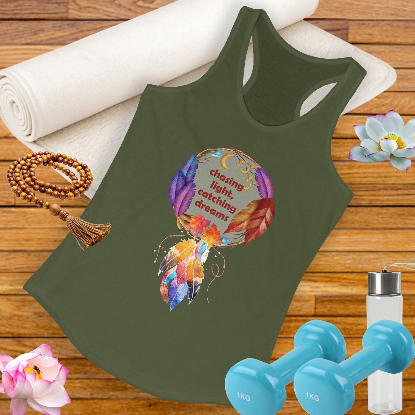 "Chasing Light & Catching Dreams" Racerback Tank - A Wearable Affirmation for Dreamers