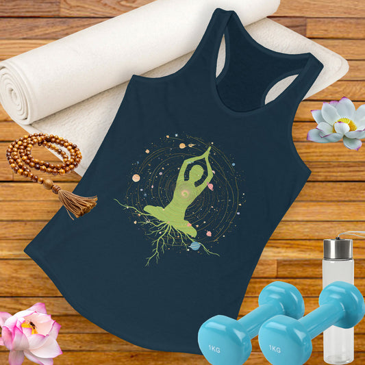 “Rooted in the Cosmos” Racerback Tank - Flow from the Heart, Grounded in Soul