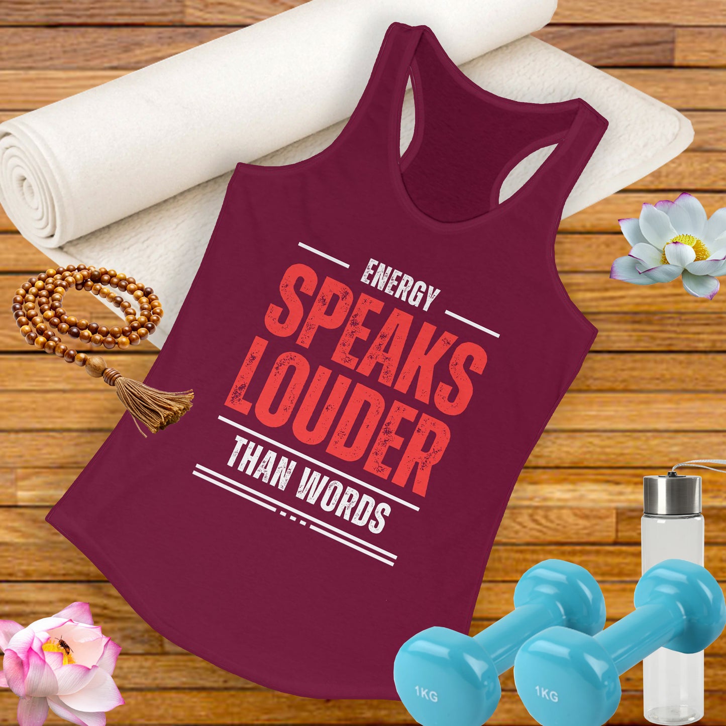 "Energy Speaks Louder Tank" - Move in Your Truth, Radiate from Within - Women's Racerback Tank