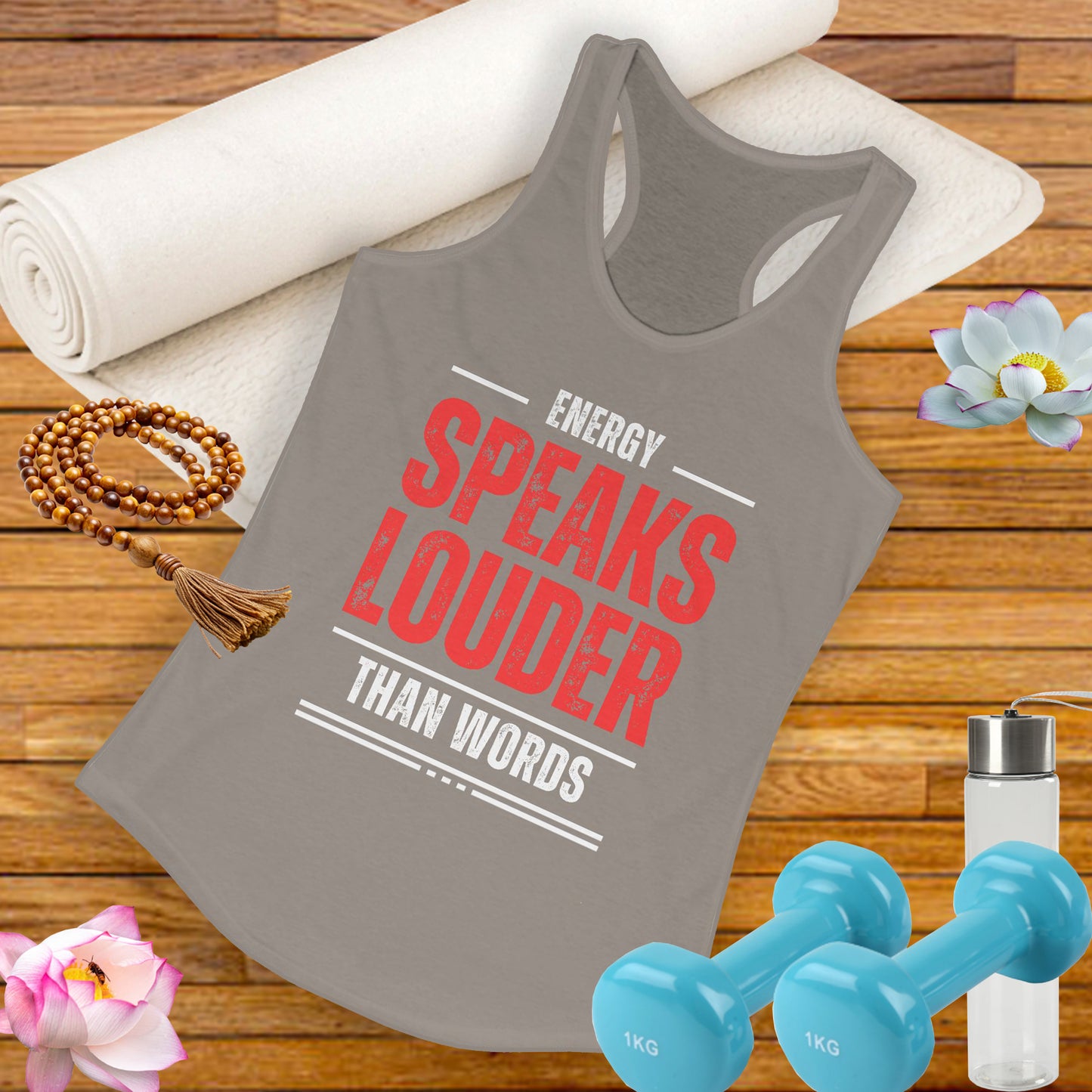 "Energy Speaks Louder Tank" - Move in Your Truth, Radiate from Within - Women's Racerback Tank