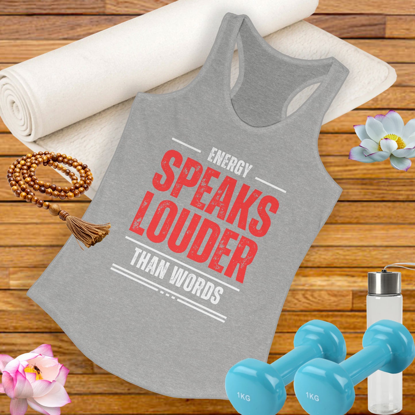 "Energy Speaks Louder Tank" - Move in Your Truth, Radiate from Within - Women's Racerback Tank