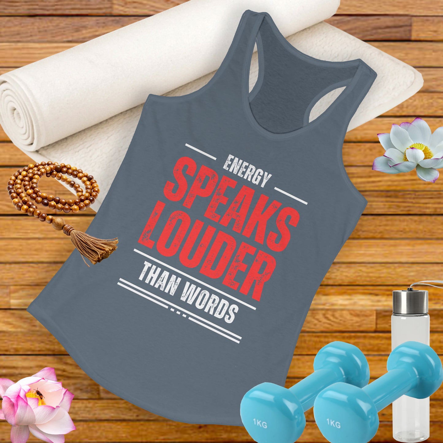 "Energy Speaks Louder Tank" - Move in Your Truth, Radiate from Within - Women's Racerback Tank