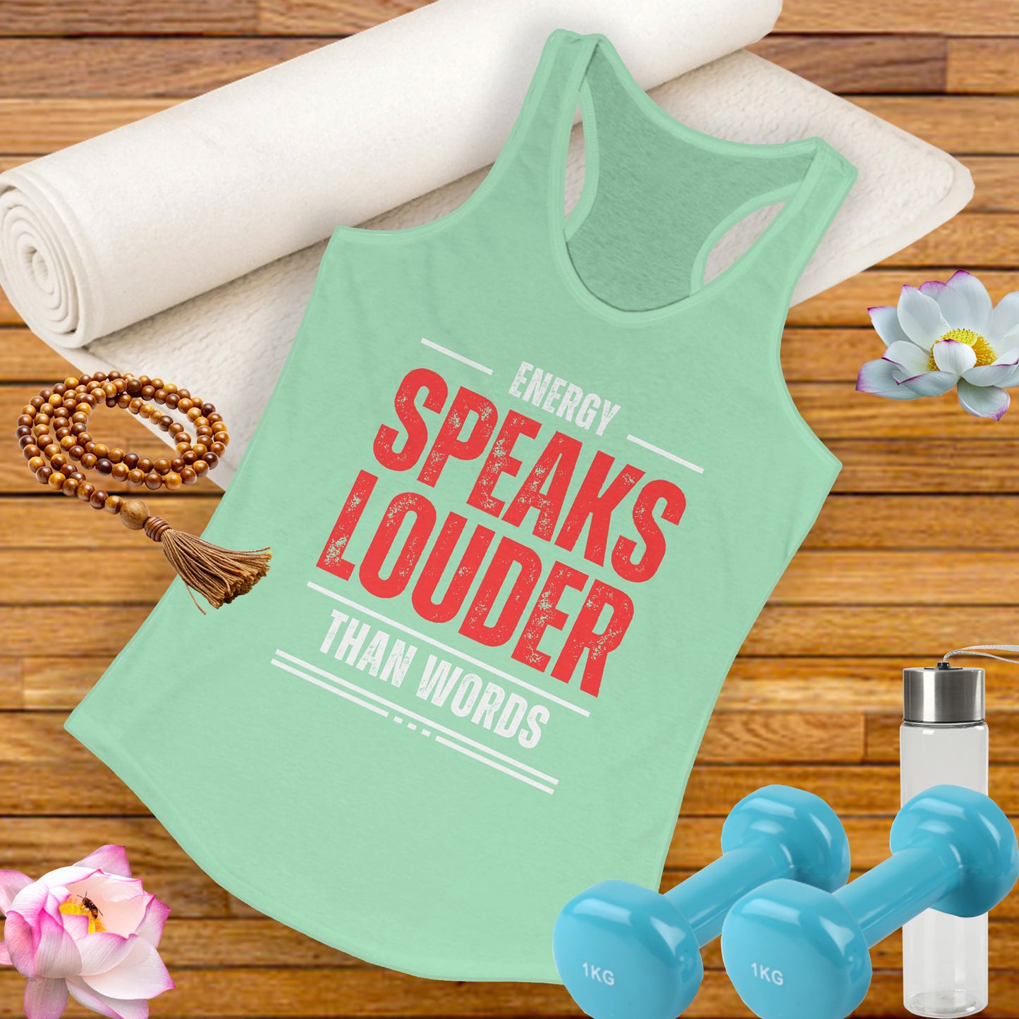 "Energy Speaks Louder Tank" - Move in Your Truth, Radiate from Within - Women's Racerback Tank