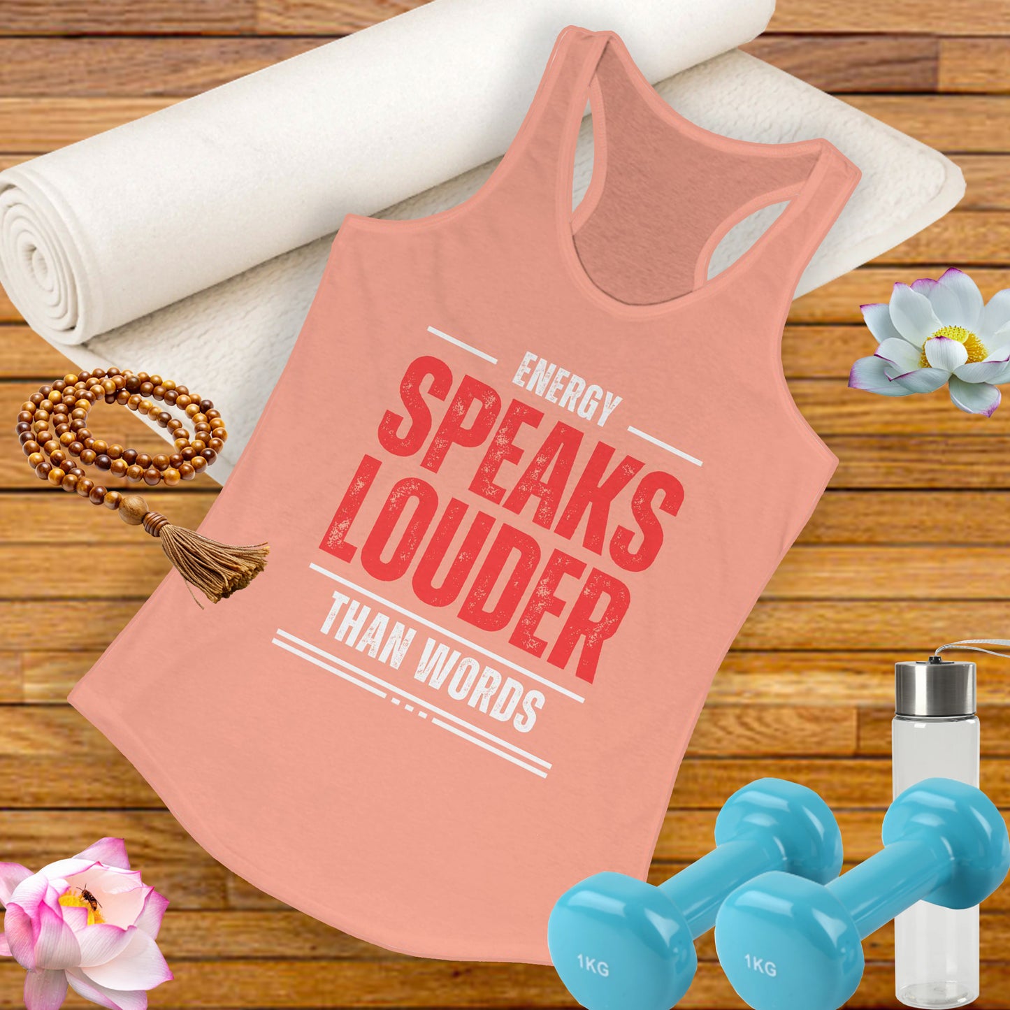 "Energy Speaks Louder Tank" - Move in Your Truth, Radiate from Within - Women's Racerback Tank