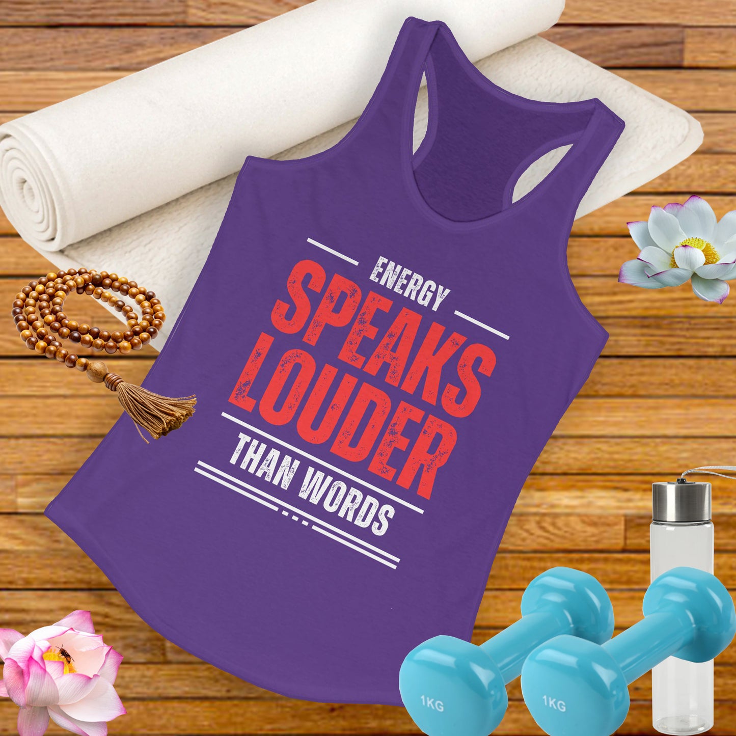 "Energy Speaks Louder Tank" - Move in Your Truth, Radiate from Within - Women's Racerback Tank
