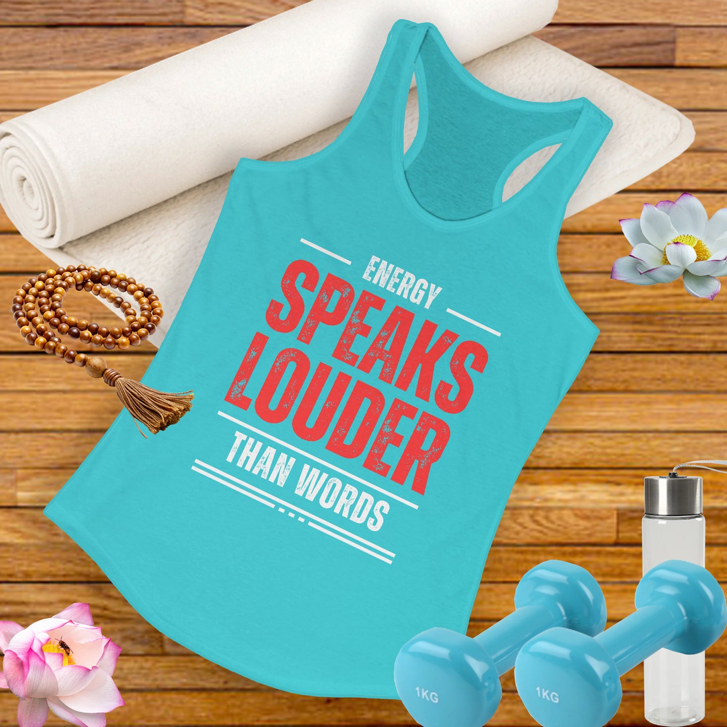 "Energy Speaks Louder Tank" - Move in Your Truth, Radiate from Within - Women's Racerback Tank