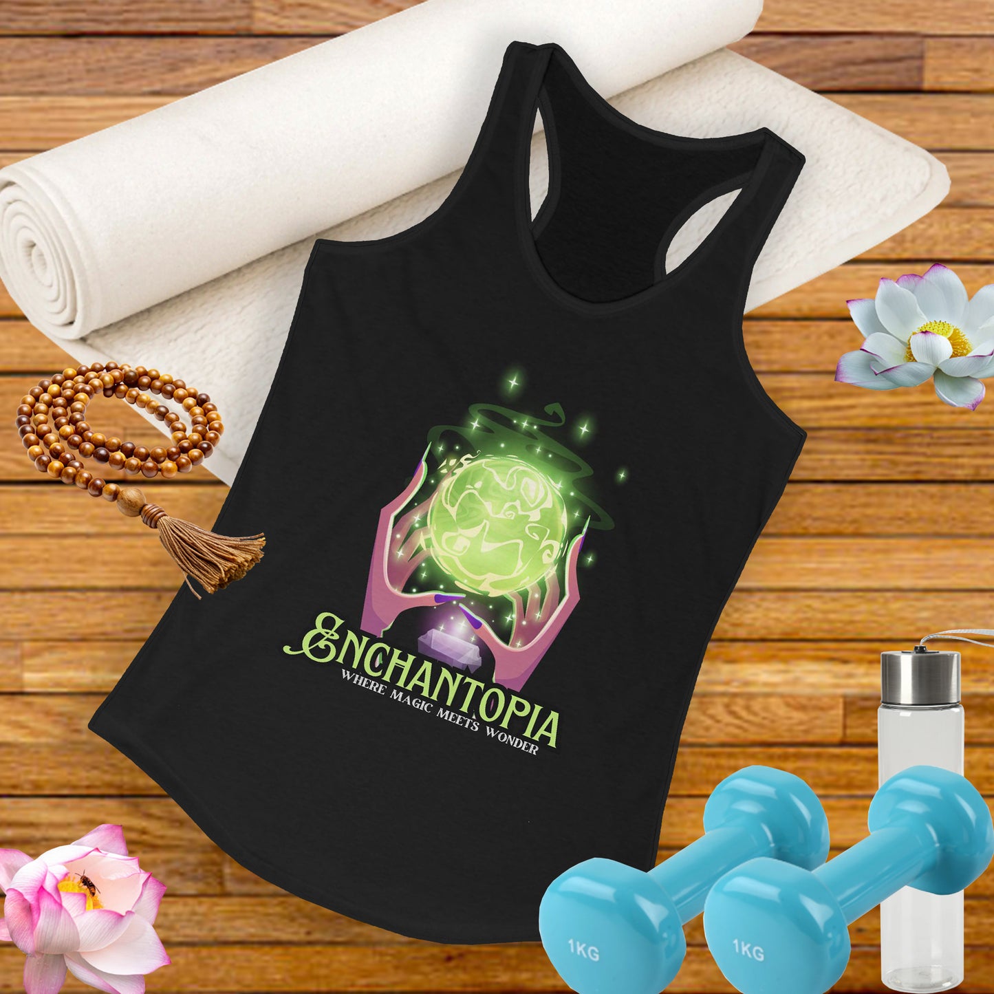"Enchantopia" - Where Magic Meets Wonder" Racerback Tank | Mystical Crystal Ball Design