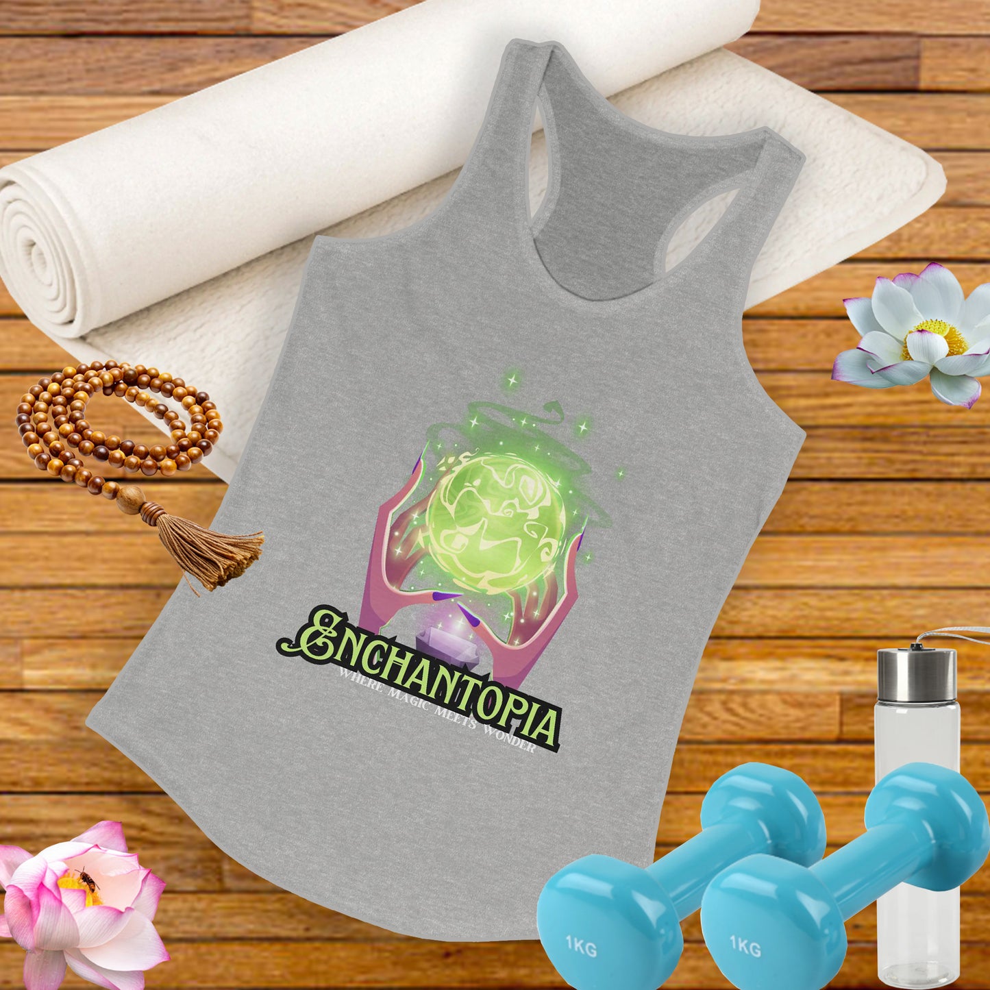 "Enchantopia" - Where Magic Meets Wonder" Racerback Tank | Mystical Crystal Ball Design