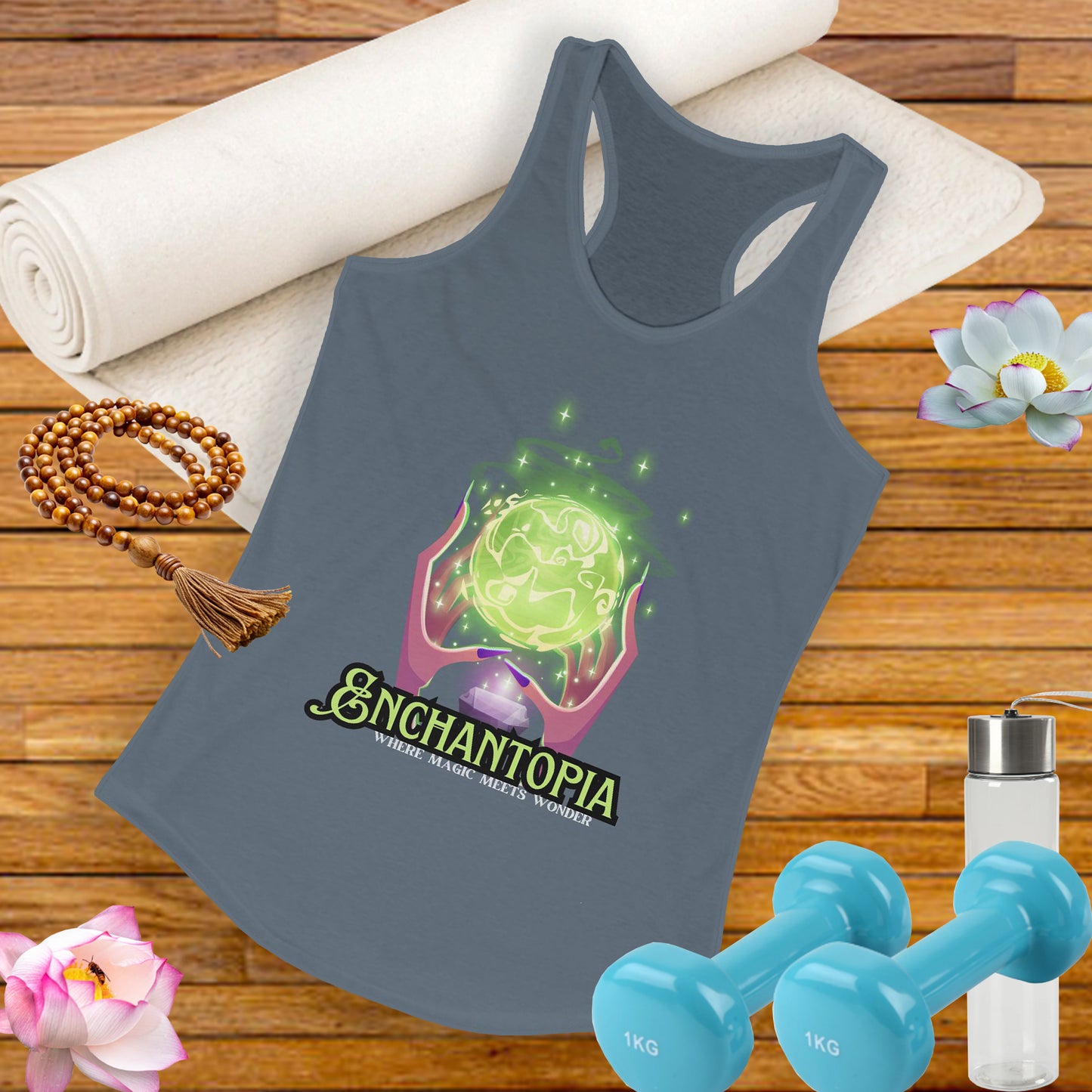 "Enchantopia" - Where Magic Meets Wonder" Racerback Tank | Mystical Crystal Ball Design