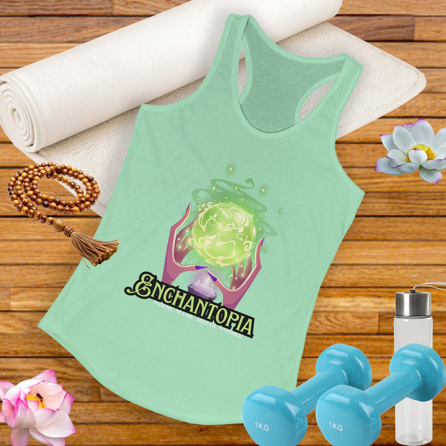 "Enchantopia" - Where Magic Meets Wonder" Racerback Tank | Mystical Crystal Ball Design
